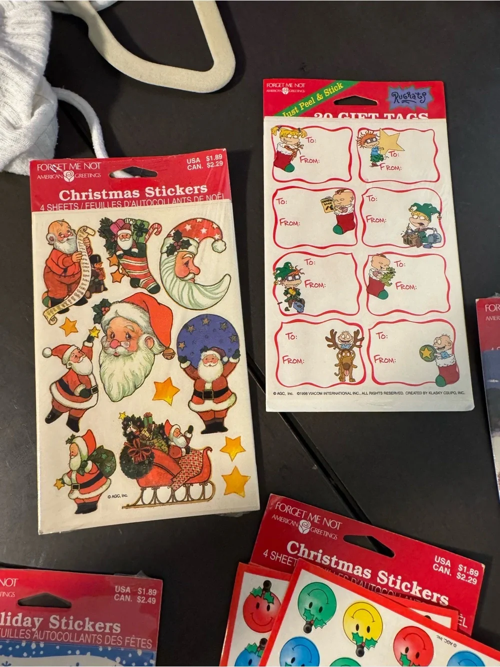 Vintage 1998 American Greetings Christmas Stickers Lot of 6 Packs Rugrats Santa